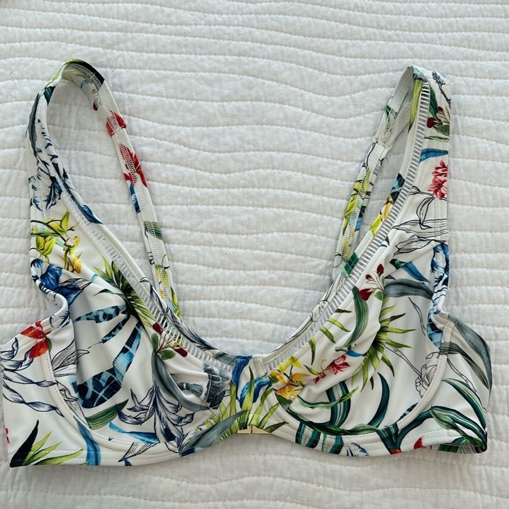 Fig leaves underwire bikini top 36D with tropical print